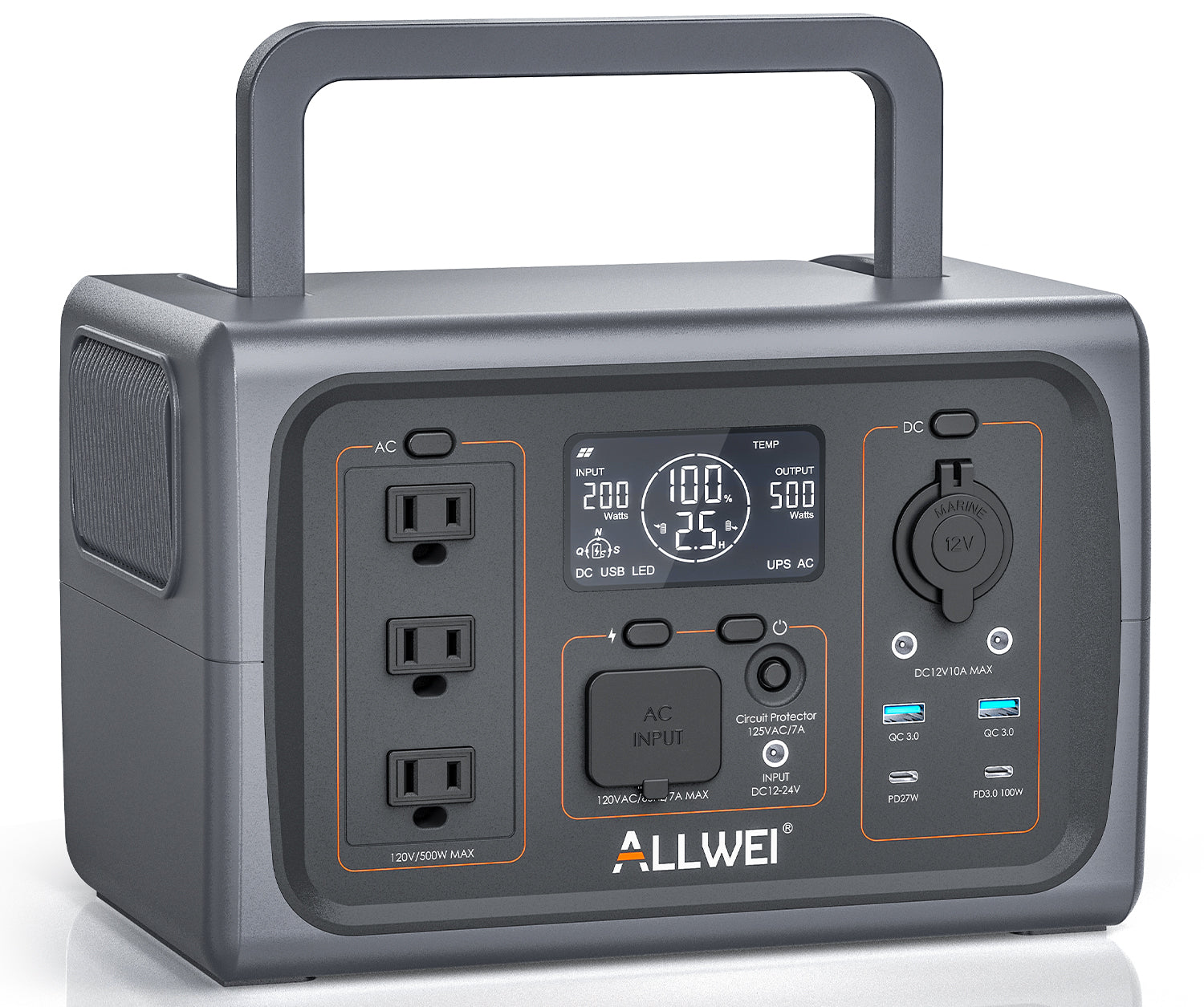 ALLWEI PPS600-5 Portable Power Station | 500W 512Wh